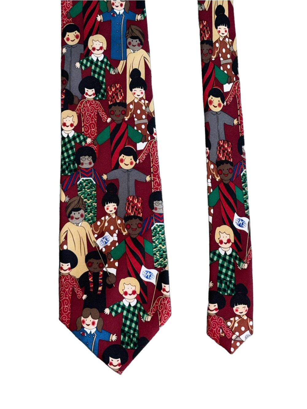 SERVING THE CHILDREN OF THE WORLD Multicolored Silk Tie by Kiwanis International